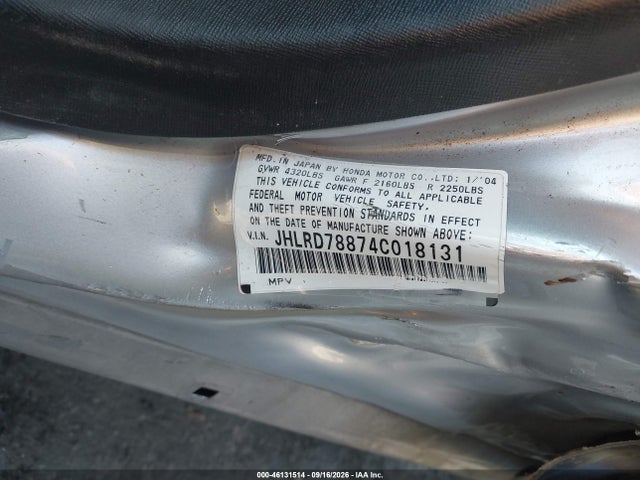 Aukcja sprzedaży 2004 Honda Cr-v Ex, vin: JHLRD78874C018131, numer aukcji: 46131514