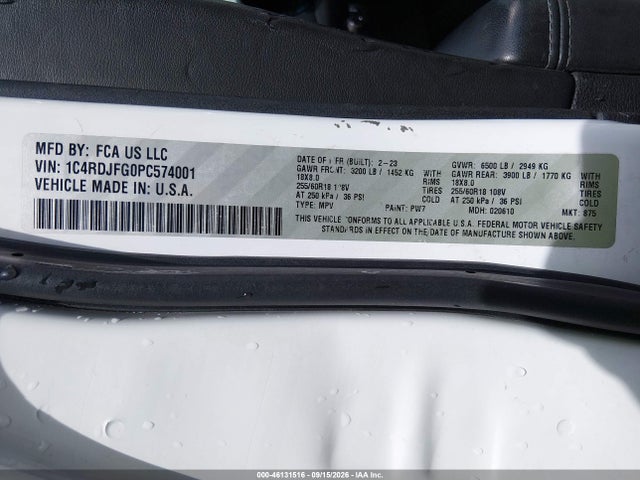 Aukcja sprzedaży 2023 Dodge Durango Pursuit Awd, vin: 1C4RDJFG0PC574001, numer aukcji: 46131516