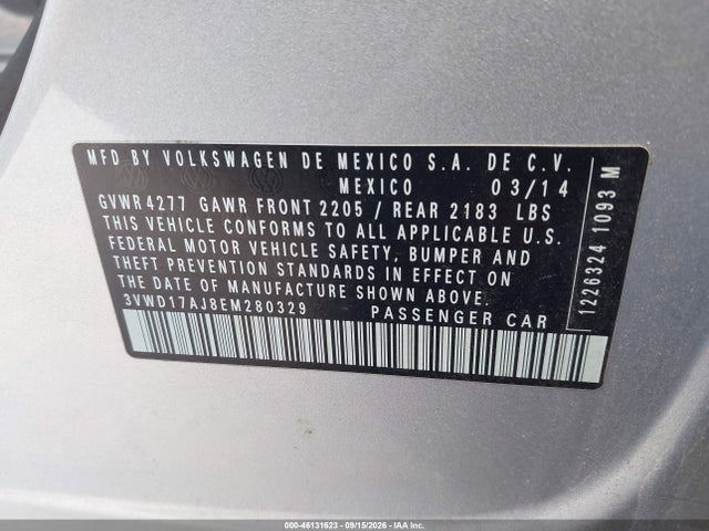 Aukcja sprzedaży 2014 Volkswagen Jetta 1.8t Se, vin: 3VWD17AJ8EM280329, numer aukcji: 46131623