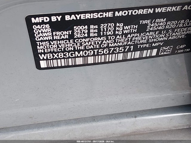2026 Bmw X2 M35i მანქანა იყიდება აუქციონზე, vin: WBX83GM09T5673571, აუქციონის ნომერი: 46131701