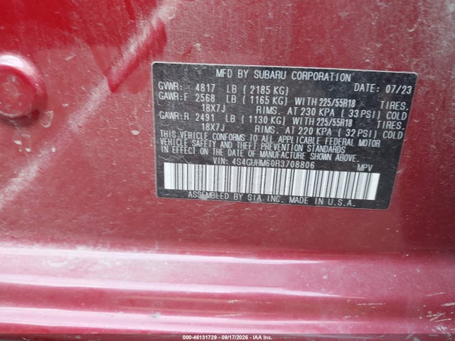 2024 Subaru Crosstrek Limited მანქანა იყიდება აუქციონზე, vin: 4S4GUHM60R3708806, აუქციონის ნომერი: 46131729