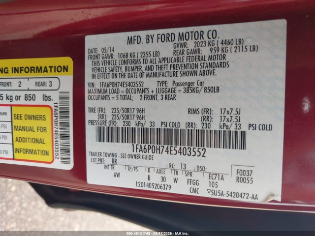 2014 Ford Fusion Se მანქანა იყიდება აუქციონზე, vin: 1FA6P0H74E5403552, აუქციონის ნომერი: 46131748