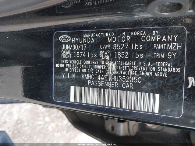 Продаж на аукціоні авто 2017 Hyundai Accent Se, vin: KMHCT4AE1HU352350, номер лоту: 46131759