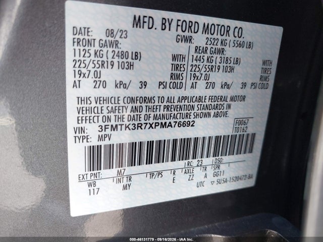 Aukcja sprzedaży 2023 Ford Mustang Mach-e Premium, vin: 3FMTK3R7XPMA76692, numer aukcji: 46131779