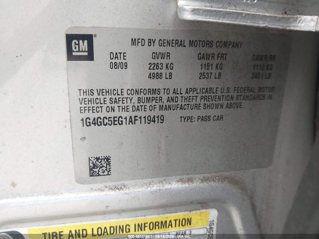 Aukcja sprzedaży 2010 Buick Lacrosse Cxl, vin: 1G4GC5EG1AF119419, numer aukcji: 46131853