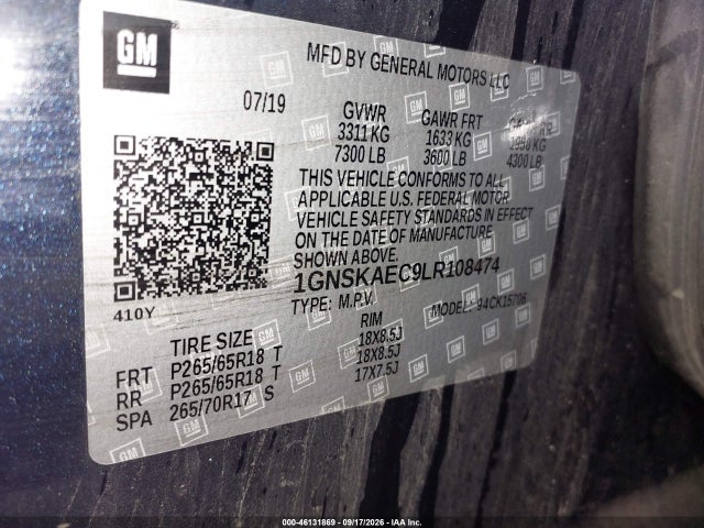Продаж на аукціоні авто 2020 Chevrolet Tahoe 4wd Ls, vin: 1GNSKAEC9LR108474, номер лоту: 46131869