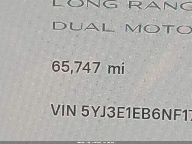 46131872 :رقم المزاد ، 5YJ3E1EB6NF174064 vin ، 2022 Tesla Model 3 Long Range Dual Motor All-wheel Drive مزاد بيع