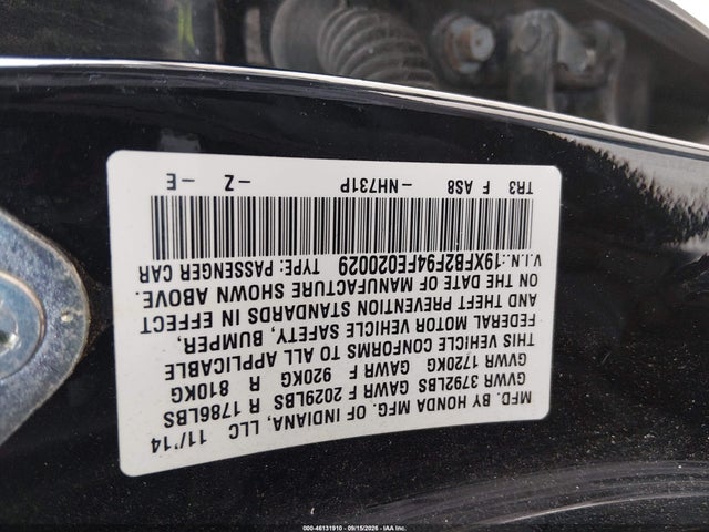2015 Honda Civic Ex-l მანქანა იყიდება აუქციონზე, vin: 19XFB2F94FE020029, აუქციონის ნომერი: 46131910