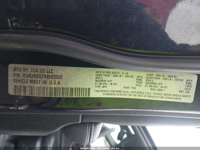 Продаж на аукціоні авто 2024 Jeep Grand Cherokee L Limited 4x4, vin: 1C4RJKBG2R8583552, номер лоту: 46131969
