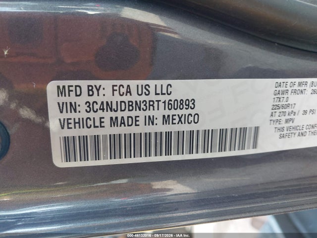 46132016 :رقم المزاد ، 3C4NJDBN3RT160893 vin ، 2024 Jeep Compass Latitude 4x4 مزاد بيع