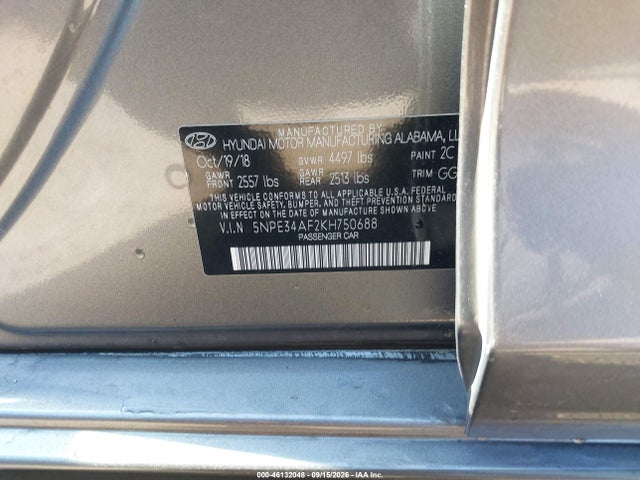 Продаж на аукціоні авто 2019 Hyundai Sonata Limited, vin: 5NPE34AF2KH750688, номер лоту: 46132048