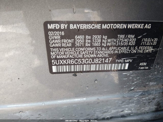 Aukcja sprzedaży 2016 Bmw X5 Xdrive50i, vin: 5UXKR6C53G0J82147, numer aukcji: 46132087