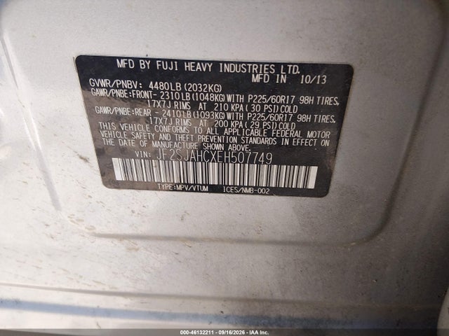 Aukcja sprzedaży 2014 Subaru Forester 2.5i Limited, vin: JF2SJAHCXEH507749, numer aukcji: 46132211