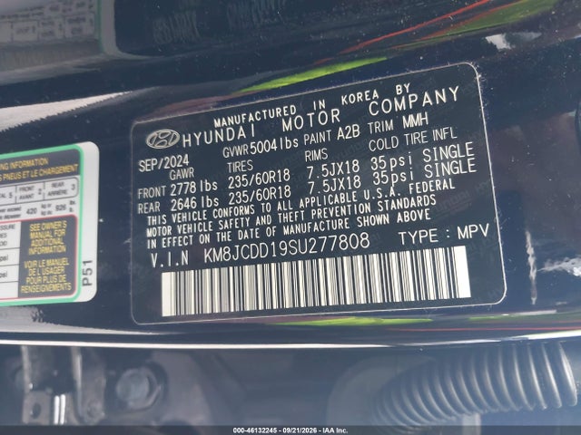 Aukcja sprzedaży 2025 Hyundai Tucson Hybrid Sel Convenience, vin: KM8JCDD19SU277808, numer aukcji: 46132245