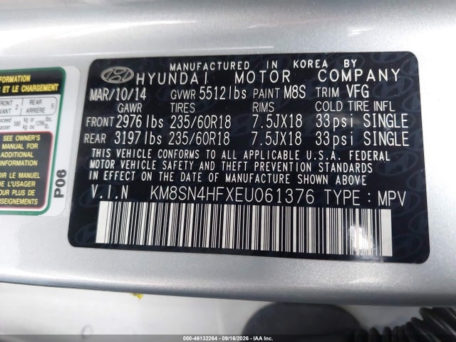 Hyundai Santa Fe Gls 2014 KM8SN4HFXEU061376 Image 13