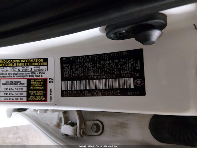 2020 Toyota Camry Se მანქანა იყიდება აუქციონზე, vin: 4T1M11AK3LU927779, აუქციონის ნომერი: 46132266
