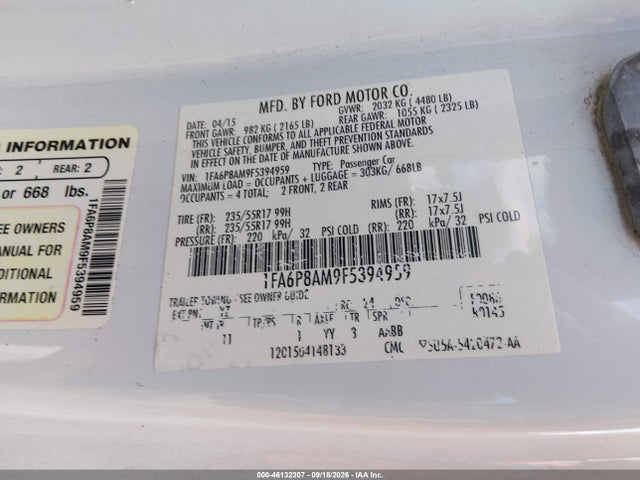 Продаж на аукціоні авто 2015 Ford Mustang V6, vin: 1FA6P8AM9F5394959, номер лоту: 46132307