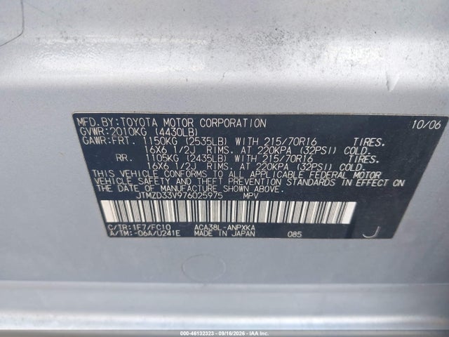 Aukcja sprzedaży 2007 Toyota Rav4, vin: JTMZD33V976025975, numer aukcji: 46132323