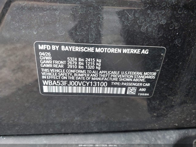 Aukcja sprzedaży 2027 Bmw 530i, vin: WBA53FJ00VCY13100, numer aukcji: 46132351