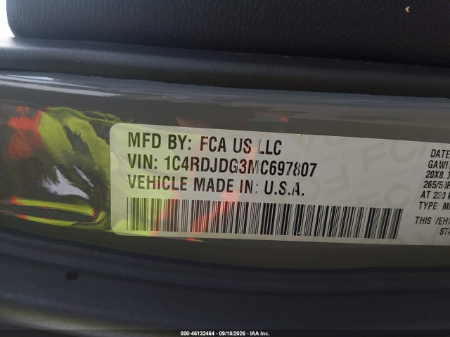Aukcja sprzedaży 2021 Dodge Durango Gt Plus Awd, vin: 1C4RDJDG3MC697807, numer aukcji: 46132464