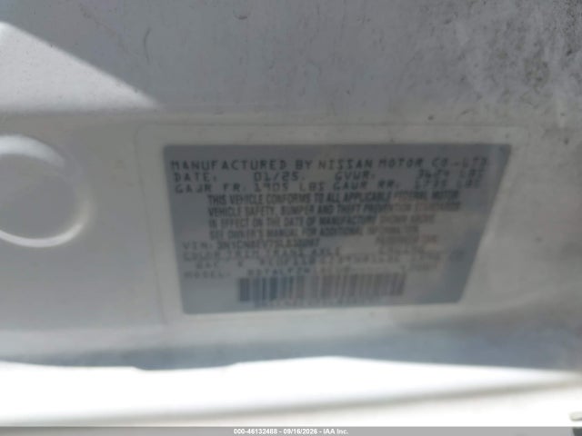 Продаж на аукціоні авто 2025 Nissan Versa 1.6 Sv, vin: 3N1CN8EV7SL838097, номер лоту: 46132488