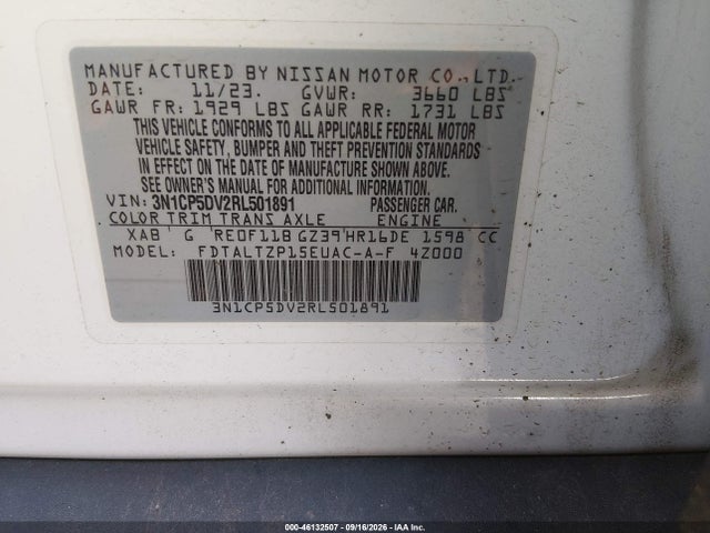 2024 Nissan Kicks Sr Xtronic Cvt მანქანა იყიდება აუქციონზე, vin: 3N1CP5DV2RL501891, აუქციონის ნომერი: 46132507