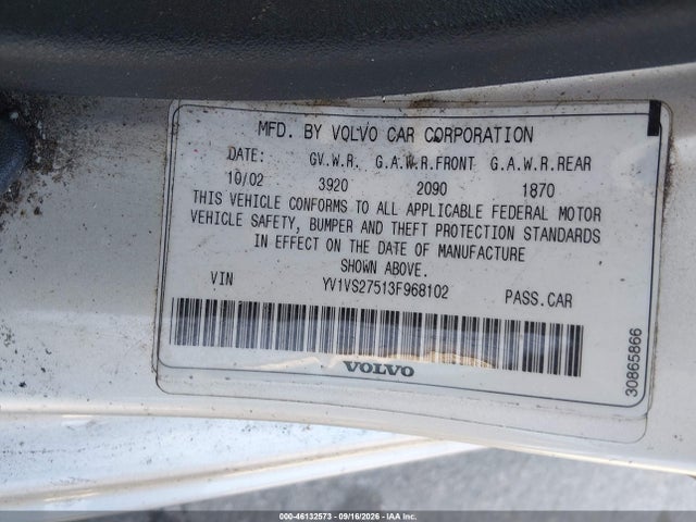 Продаж на аукціоні авто 2003 Volvo S40 A, vin: YV1VS27513F968102, номер лоту: 46132573