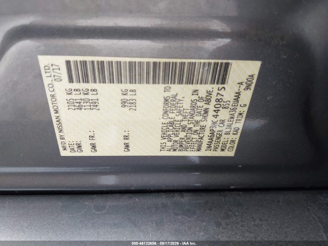 Aukcja sprzedaży 2017 Nissan Maxima 3.5 Sl, vin: 1N4AA6AP3HC440875, numer aukcji: 46132656