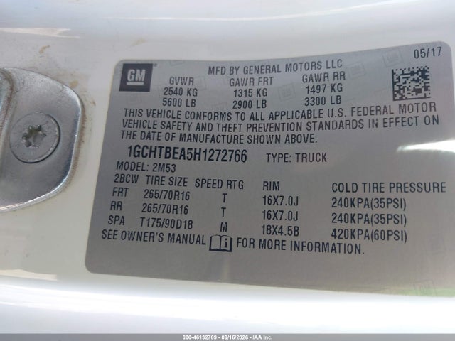 Chevrolet Colorado Wt 2017 1GCHTBEA5H1272766 Image 9