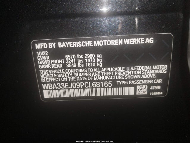 Продаж на аукціоні авто 2023 Bmw 760 I Xdrive, vin: WBA33EJ09PCL68165, номер лоту: 46132714