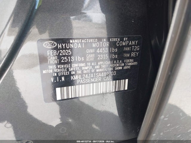 Aukcja sprzedaży 2025 Hyundai Sonata Se, vin: KMHL24JA1SA489703, numer aukcji: 46132734
