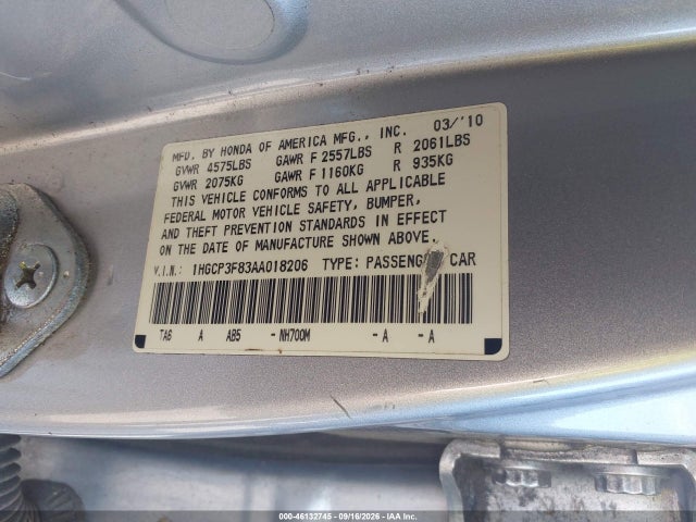 Продаж на аукціоні авто 2010 Honda Accord 3.5 Ex-l, vin: 1HGCP3F83AA018206, номер лоту: 46132745