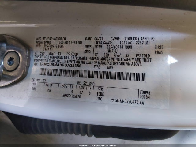 1FMCU9NA0PUA32386 Ford Escape St-line Select