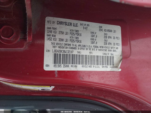 2008 Jeep Liberty Sport მანქანა იყიდება აუქციონზე, vin: 1J8GN28K38W132107, აუქციონის ნომერი: 46132784