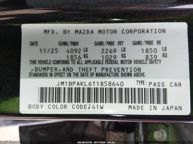 Продажа на аукционе авто 2026 Mazda Mazda3 2.5 S Select Sport, vin: JM1BPAKL6T1858640, номер лота: 46132792