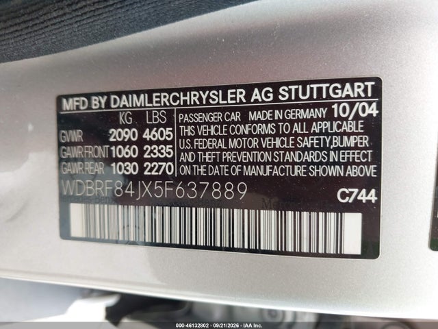 Продажа на аукционе авто 2005 Mercedes-benz C 320 Luxury 4matic, vin: WDBRF84JX5F637889, номер лота: 46132802