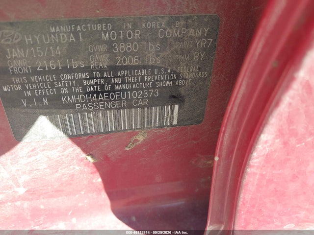 46132814 :رقم المزاد ، KMHDH4AE0EU102373 vin ، 2014 Hyundai Elantra Limited مزاد بيع