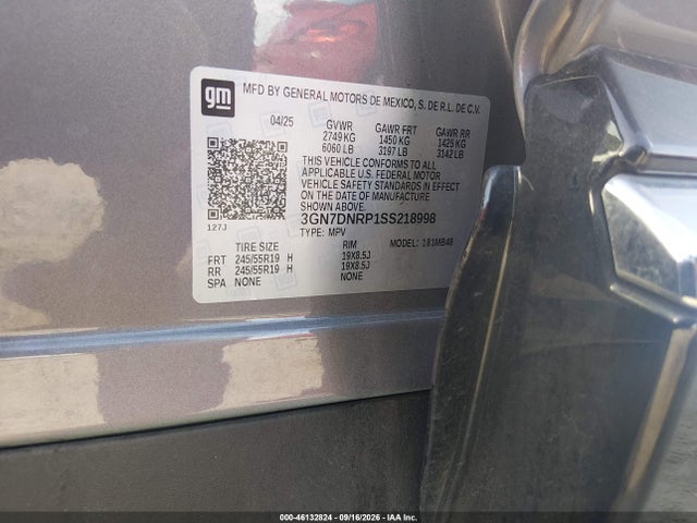 46132824 :رقم المزاد ، 3GN7DNRP1SS218998 vin ، 2025 Chevrolet Equinox Ev Lt 2 مزاد بيع
