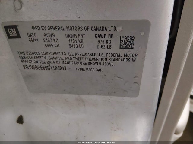 Aukcja sprzedaży 2012 Chevrolet Impala Lt, vin: 2G1WG5E39C1104817, numer aukcji: 46132901
