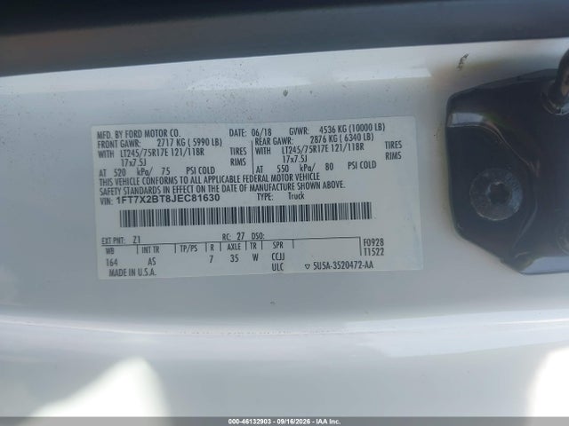 Продаж на аукціоні авто 2018 Ford F-250 Xl, vin: 1FT7X2BT8JEC81630, номер лоту: 46132903