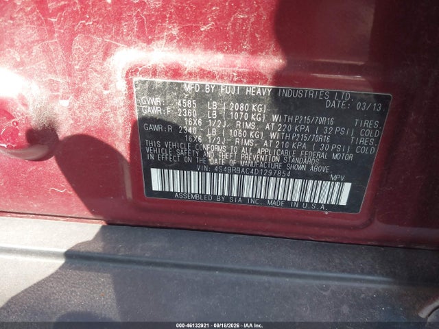 Aukcja sprzedaży 2013 Subaru Outback 2.5i, vin: 4S4BRBAC4D1297854, numer aukcji: 46132921