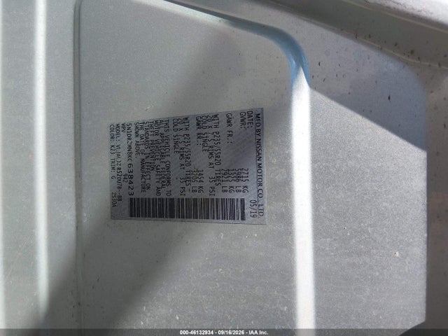 Aukcja sprzedaży 2019 Nissan Pathfinder Platinum, vin: 5N1DR2MN8KC638423, numer aukcji: 46132934