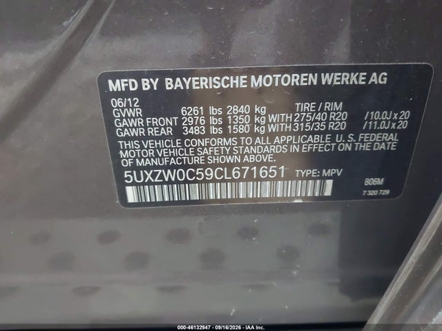 Продаж на аукціоні авто 2012 Bmw X5 Xdrive35d, vin: 5UXZW0C59CL671651, номер лоту: 46132947