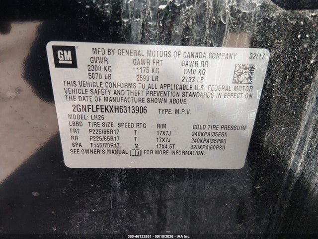 Продажа на аукционе авто 2017 Chevrolet Equinox Lt, vin: 2GNFLFEKXH6313906, номер лота: 46132951