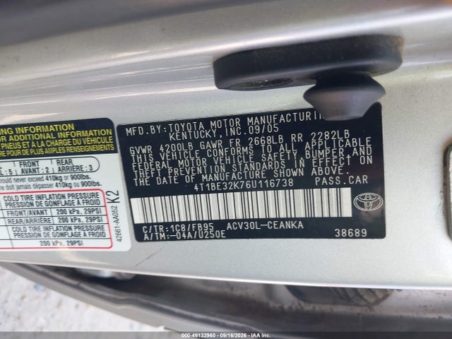 Aukcja sprzedaży 2006 Toyota Camry Le, vin: 4T1BE32K76U116738, numer aukcji: 46132960