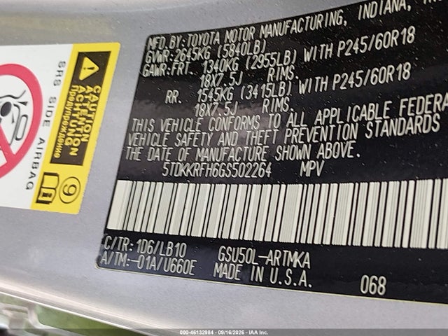 Toyota Highlander Xle V6 2016 5TDKKRFH6GS502264 Image 9