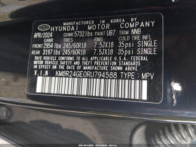 Auction sale of the 2024 Hyundai Palisade Sel, vin: KM8R24GE0RU794588, lot number: 46133099