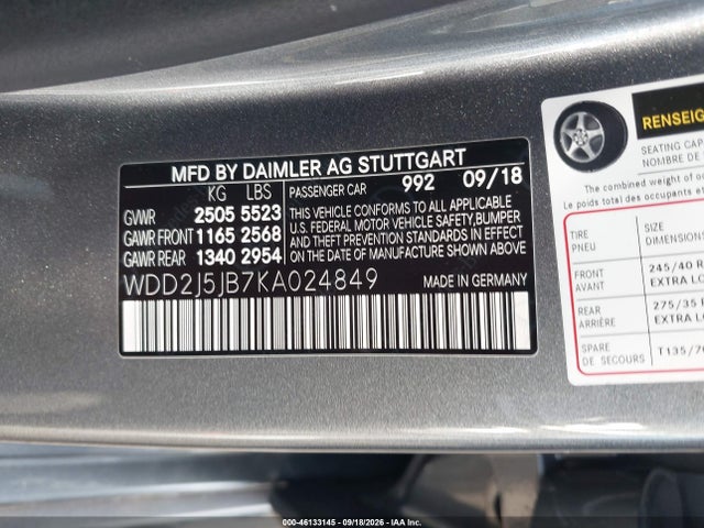 Продаж на аукціоні авто 2019 Mercedes-benz Cls 450, vin: WDD2J5JB7KA024849, номер лоту: 46133145
