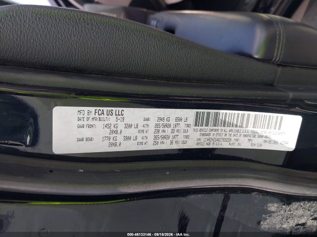 Продаж на аукціоні авто 2019 Dodge Durango Gt Plus Rwd, vin: 1C4RDHDG4KC769250, номер лоту: 46133146