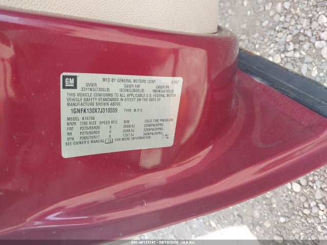 46133147 :رقم المزاد ، 1GNFK130X7J310559 vin ، 2007 Chevrolet Tahoe Ltz مزاد بيع